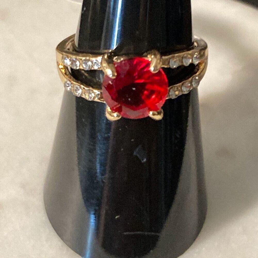 8.5 New fashion ring gold tone cz ruby  - special occasion wedding engagement ho